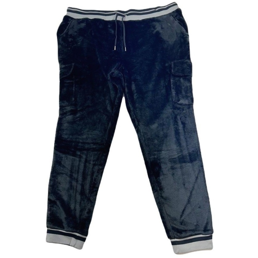 INC‎ Ribbed Velour Cargo Joggers Mens 2XL Deep Black Regular-Fit Sweatpants NEW